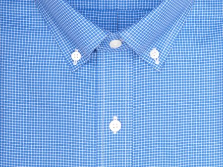 Classic Fit Blue Twill Mini Check Button-Down Collar Supima® Cotton Non-Iron Sport Shirt (B T) on Sale