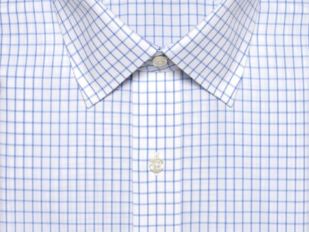 Classic Fit Blue Large Check Spread Collar Supima® Cotton Non-Iron Broadcloth Dress Shirt on Sale