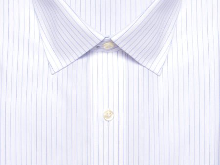 Tailored Fit Sky   navy Alternating Stripe Spread Collar Non-Iron broadcloth Dress Shirt Discount