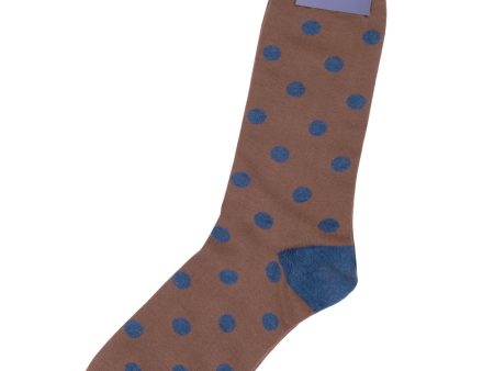 Brown Large Dot Cotton Sock - Mid Calf Cheap