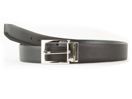 Black Saffiano Reversible Calfskin Belt For Cheap