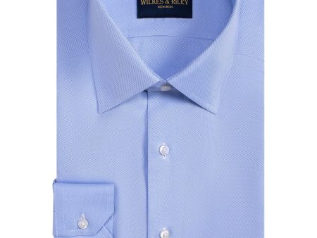 Classic Fit Blue Spread Collar Non-Iron Queens Oxford Dress Shirt Hot on Sale