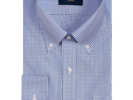 Classic Fit Blue graph Check Button-Down Collar Non-Iron Pinpoint Oxford Dress Shirt Discount