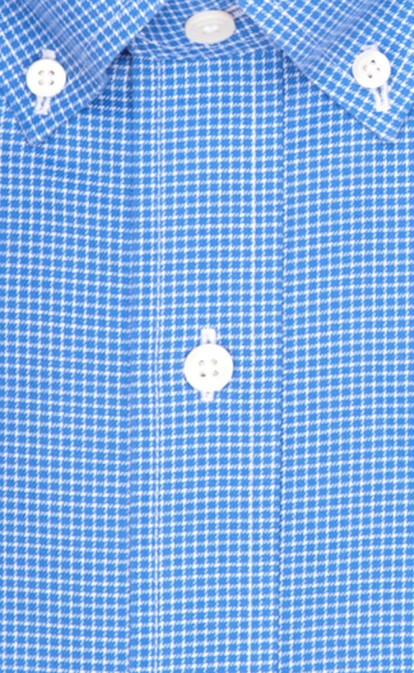 Classic Fit Blue Twill Mini Check Button-Down Collar Supima® Cotton Non-Iron Sport Shirt (B T) on Sale