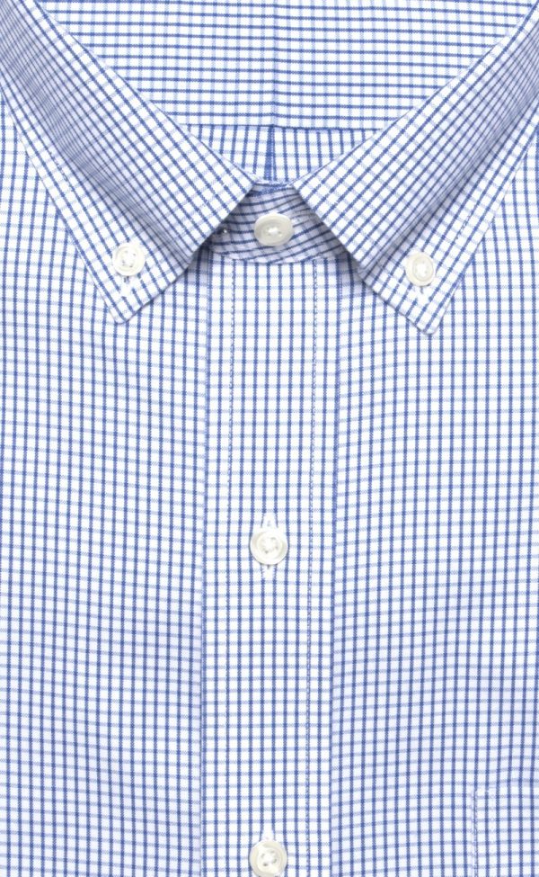 Classic Fit Blue Check Button-Down Collar Supima® Cotton Non-Iron Pinpoint Oxford Dress Shirt (B T) Sale