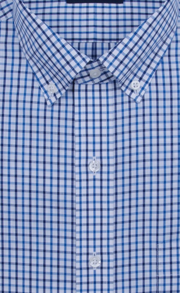 Classic Fit Blue   Navy Tattersall Button-Down Collar Supima® Cotton Non-Iron Broadcloth Sport Shirt Sale