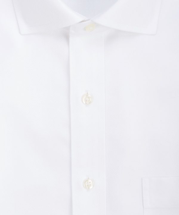 Tailored fit White Herringbone English Spread Collar Supima® Cotton Non-Iron Dress Shirt Online