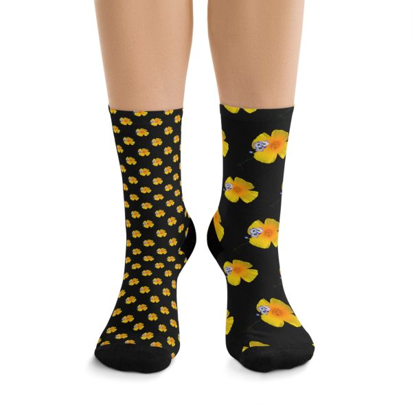 California Poppies and Bird s Eye Gilia Mismatched Eco-friendly Socks on Sale