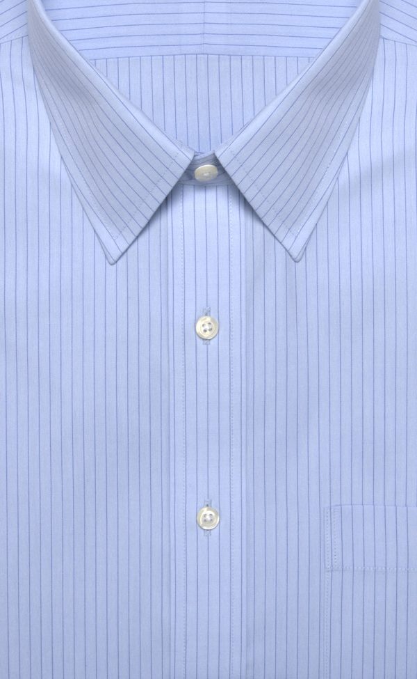 Classic Fit Blue Stripe Point Collar Supima® Cotton Non-Iron Broadcloth Dress Shirt Hot on Sale