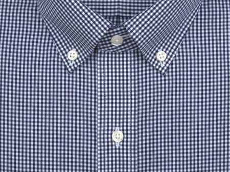 Classic Fit Navy Gingham Button-Down Collar Supima® Cotton Non-Iron Broadcloth Sport Shirt (B T) For Discount