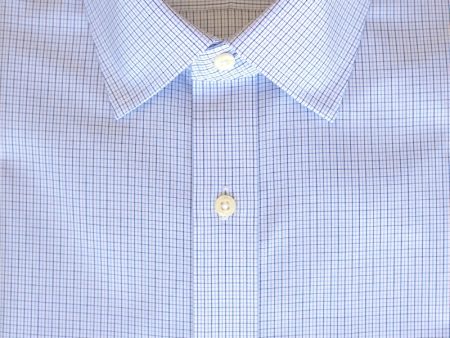 Classic Fit Blue   Navy Microcheck Spread Collar  Supima® Cotton Non-Iron Broadcloth Dress Shirt (B T) For Cheap