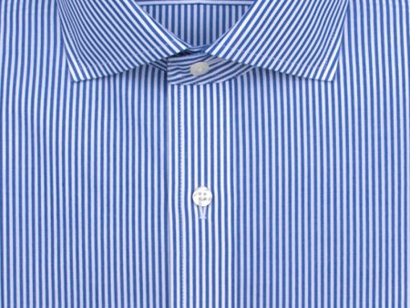 Classic Fit Blue Bengal Stripe English Spread Collar Supima® Cotton Non-Iron broadcloth Dress Shirt Fashion