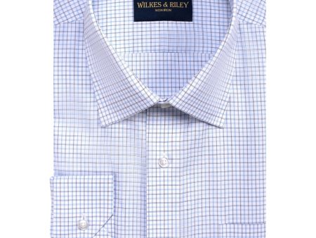 Tailored Fit Sky   Navy Graph Spread Collar  Non-Iron Broadcloth Dress Shirt For Discount