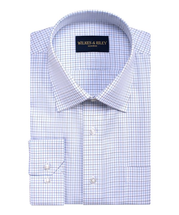 Tailored Fit Sky   Navy Graph Spread Collar  Non-Iron Broadcloth Dress Shirt For Discount