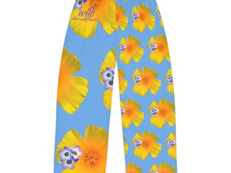 Wild Men s Pajama Pants - California Poppy & Bird s Eye Gilia - Mismatch #1 Light Blue Online