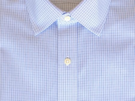 Classic Fit Blue   Navy Microcheck Spread Collar  Supima® Cotton Non-Iron Broadcloth Dress Shirt on Sale