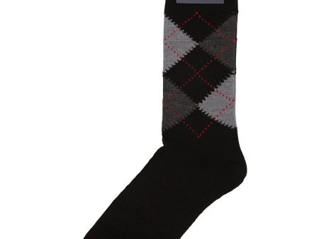 Black Argyle Wool Crew Sock Online