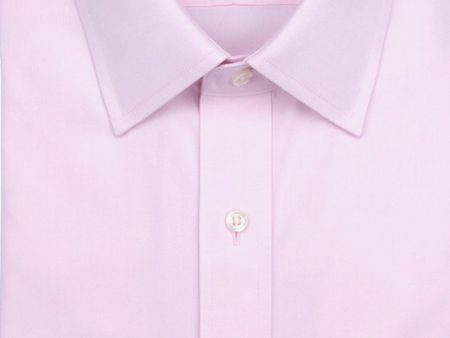 Tailored Fit Pink Solid Spread Collar Supima® Cotton Non-Iron Pinpoint Oxford Dress Shirt (B T) For Sale