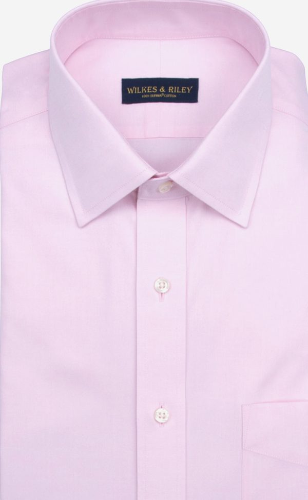 Tailored Fit Pink Solid Spread Collar Supima® Cotton Non-Iron Pinpoint Oxford Dress Shirt Online