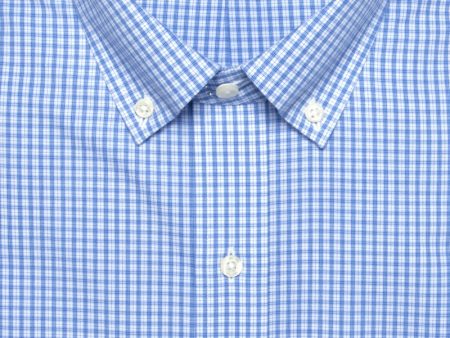 Classic Fit Blue Plaid Button-Down Collar Supima® Cotton Non-Iron Broadcloth Dress Shirt (B T) Cheap